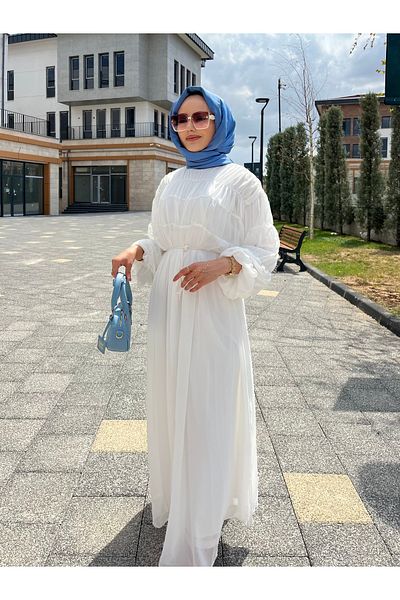 W WARGA Bögülü Layered Chiffon Dress