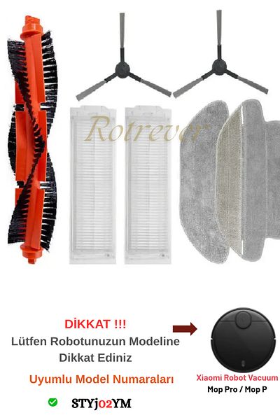 RotRever Xiaomi Mi Robot Vacuum Mop P-Mop Pro Styj02Ym Robot Vacuum Cleaner Compatible Brush, Filter, Mop Mop 7 Pieces