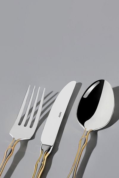 Nehir adriana Gold Satin - 36 Piece Knife and Fork Set for 6 People