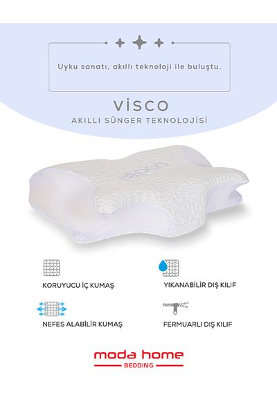 moda home bedding Visco Orthopedic Neck Support Cervical Pillow Beauty Pillow with Cooling Cold Fabric (White)