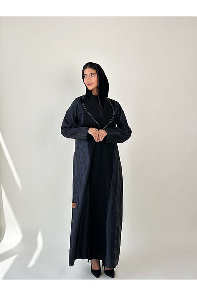 elegant hijab Black woven jacquard abaya