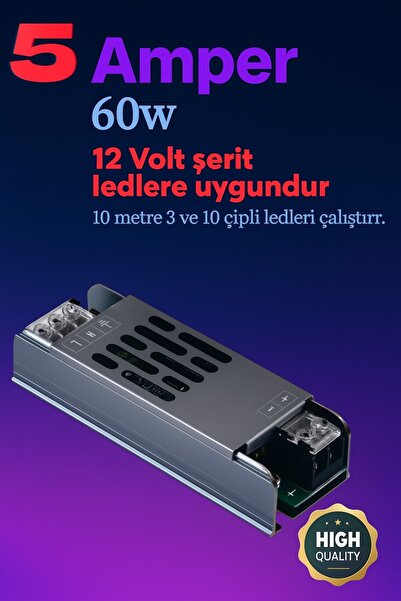 SCHUAR 5A 60 Watt Şerit Led 12v HERŞEYE uyumlu trafo
