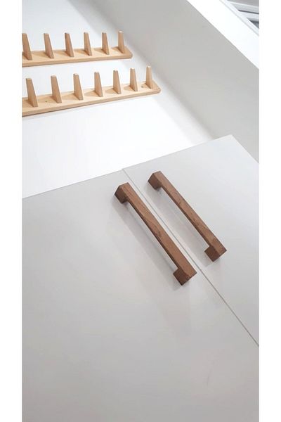 Wholewood مقبض خزانة أثاث خشبي من زين، 96 ملم، بني