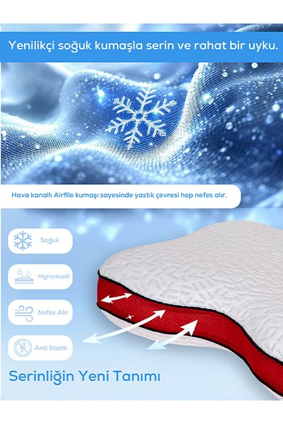 moda home bedding Visco Orthopedic Snoring Reducing-Preventive Pillow, Double-Sided Cold Fabric Anti-Sweating Pillow