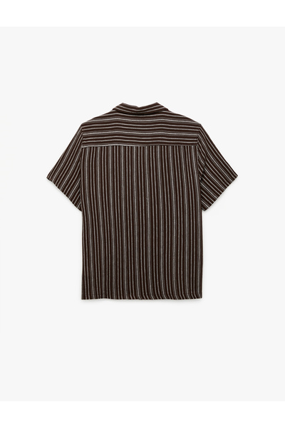 Koton Ριγέ πουκάμισο με κοντό μανίκι από βαμβακερό γιακά