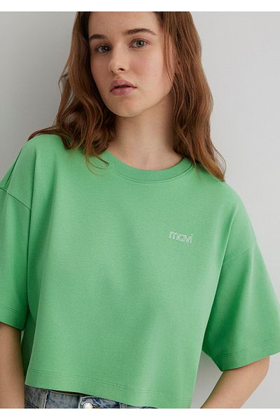 Mavi Logo Printed Green Crop T-Shirt Crop / Short Cut 1613070 -71759