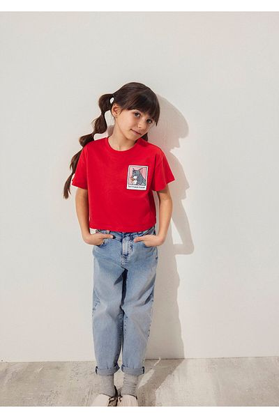 Mavi Tom and Jerry Printed Red T-Shirt Loose Relaxed Fit 7610318 -70471