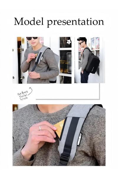 Generic Anti Theft Series Laptop Backpack With USB Charging Port Grey/Black