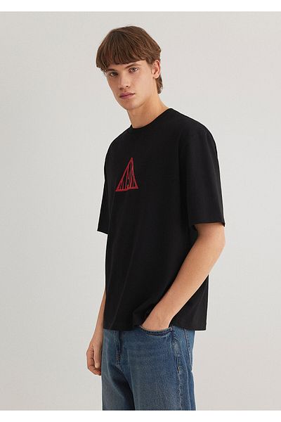 Mavi Printed Black T-Shirt Loose Fit / Loose Relaxed Cut 0612524 -900