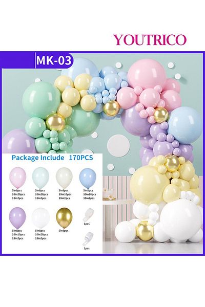 Youtrico Dreamy Macaron Balloon Garland - Pastel Colour Wedding Decoration