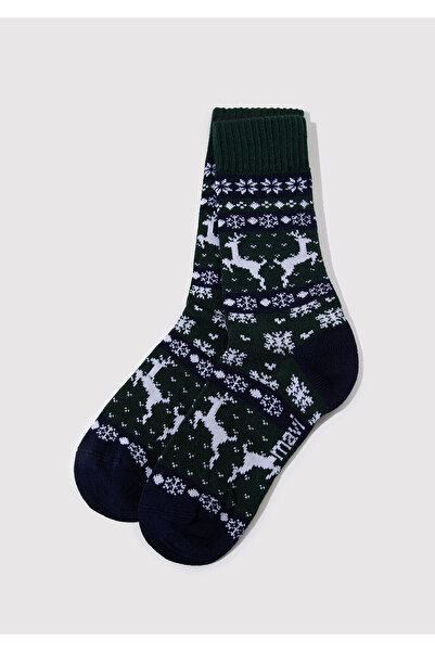 Mavi New Year's Themed Green Boot Socks 0911656 -71871
