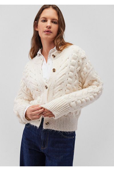 Mavi Cardigan Ecru cu nasturi Potrivire obișnuită / Croială obișnuită 1710589 -80194