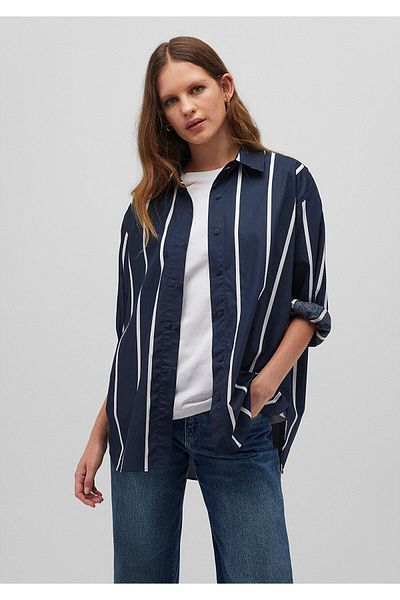Mavi Cămașă oversize cu dungi bleumarin - 1210838 -81493