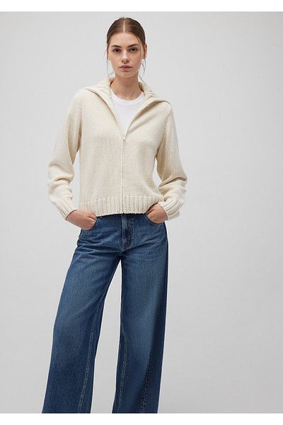 Mavi Ecru Regular Fit Wool Blended Cardigan - Zippered 1710482 -70057