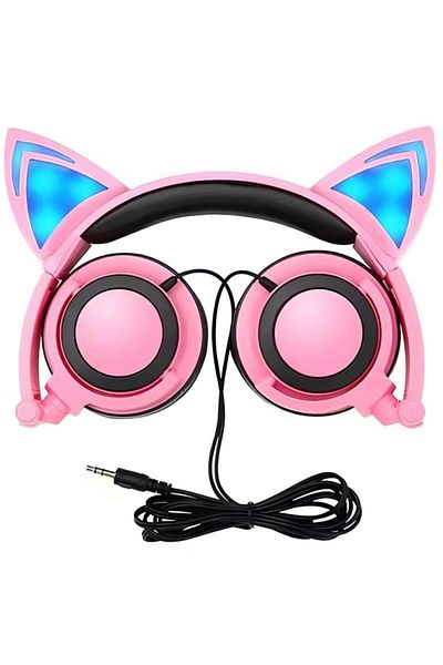 Generic Cat Ears Design On-Ear Gaming Wired Headphone With LED Light For PS4/PS5/XOne/XSeries/NSwitc