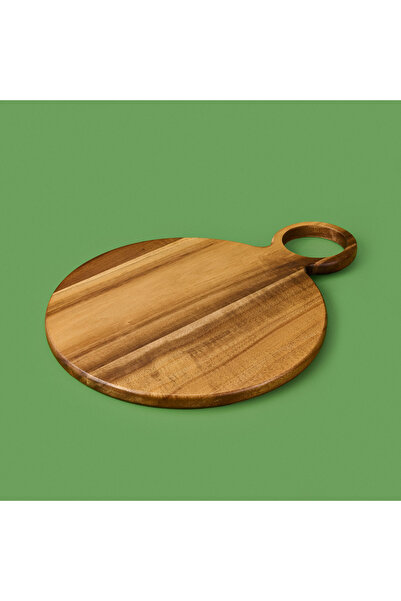 MİEN Mien Akasya Yuvarlak Halkalı Kesim Tahtası - Kahverengi - 38x28 cm