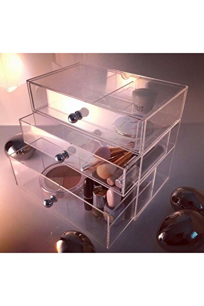 Vpleksihome Makyaj Kutusu 3 Çekmeceli Organizer (KULPLU)