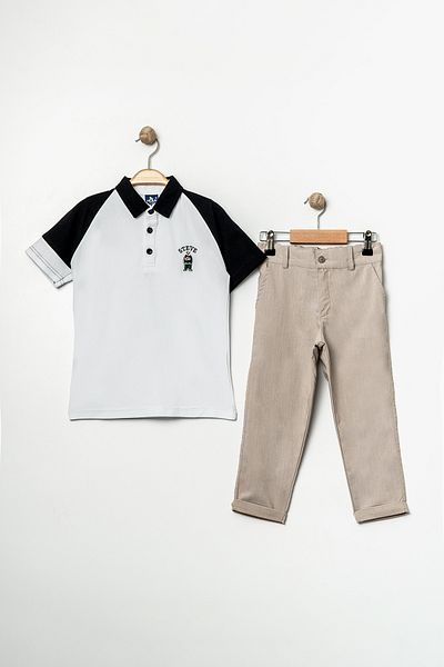 e-çocuk Polo Collar Back Embroidered Boy's Suit 60280