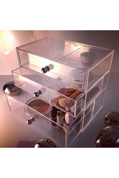 Vpleksihome Makyaj Kutusu 3 Çekmeceli Organizer (KULPLU)