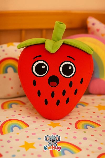 KidHug Berryboo Strawberry Kids Pillow Premium Cute Strawberry Kids Pillow Sleeping Companion 35 cm