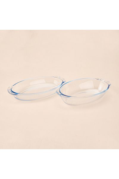 Masterchef Twin Heat Resistant Oval Glass Cookware Set - Transparent