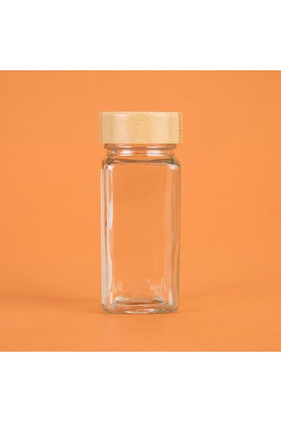 AROW Glass Spice Jar with Bamboo Lid and Label - Light Brown - 12 cm