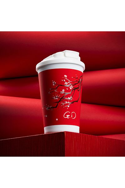 Tantitoni Kake Red Sakura Patterned Stainless Steel Thermoses Cup 380ml
