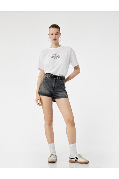 Koton Cotton Denim Shorts with Pocket Cut Detail