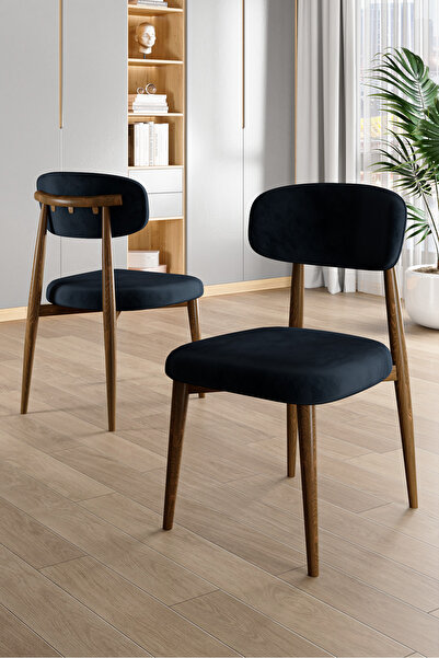 Canisa Laos Serisi 4 Adet Antrasit Mutfak Sandalyesi Ahşap Kaplama 1. Sınıf Babyface Kumaş