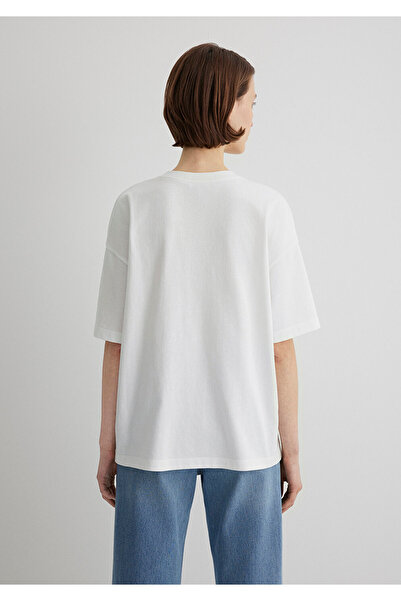 Mavi Weißes T-Shirt mit Logo-Print, Übergröße/weiter Schnitt 1611593-70057