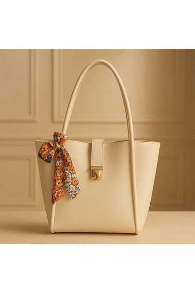 ROYAL LADYS Geantă de dimensiuni mari cu detalii aurii + eșarfă cadou