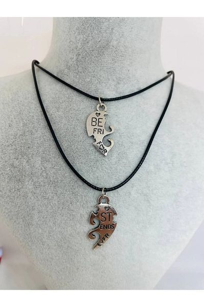 TAYEM Set of 4 Best Friends Leather Bracelet and Necklace, Couple, Friend, Couple, Leather Necklace and Bracelet