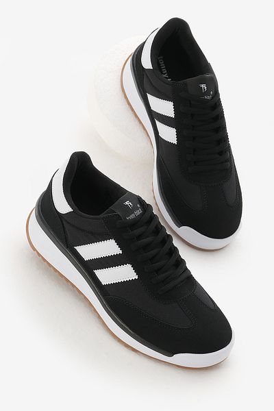 Tonny Black Αθλητικά παπούτσια Unisex Μαύρο Λευκό Thermo Sole Διπλή Κορδέλα Lace Up