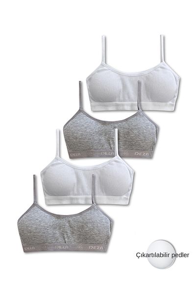 GizaKids 95% Cotton Girls' Thin Strap Training Bra Set of 4 |   Half Athlete