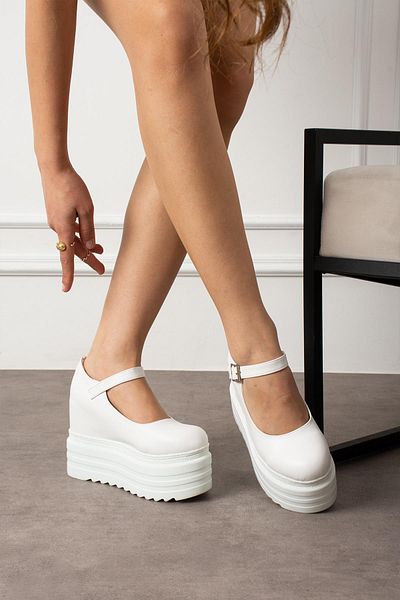Modanizm Poxy White - Wedge Heel Sandals
