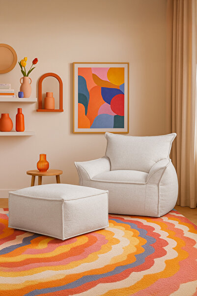 Homedius Notre Dekoratif Buklet Koltuk Seti-Beyaz