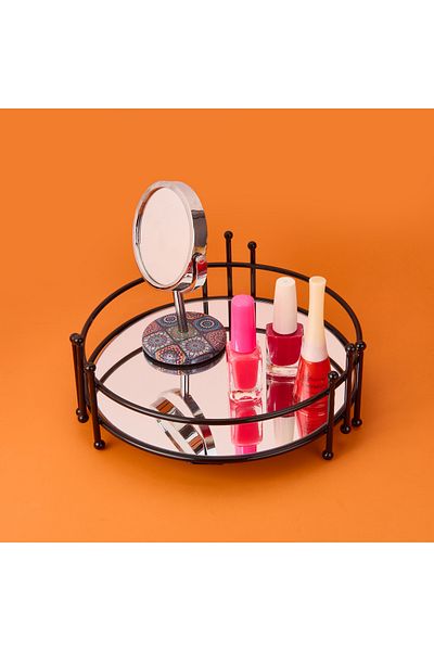 Evidea Bath Nine Wire Organizer with Mirror - Black - 9X21 cm