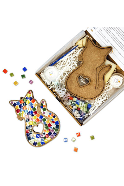 Mia Creative Art مجموعة فنية فسيفساء على شكل قلب قطة - مجموعة فنية فسيفساء لل...