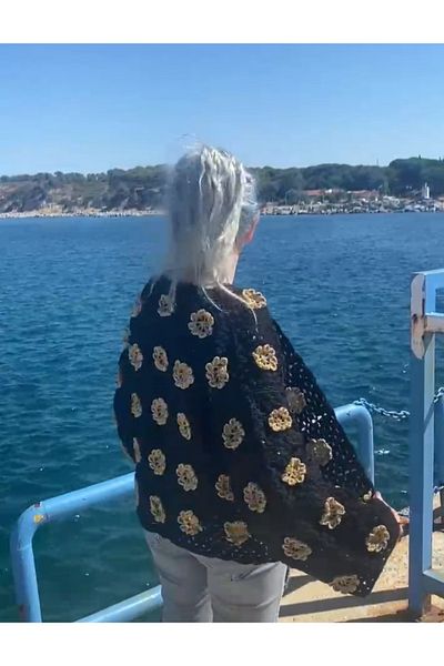 El örgüsü Ydr Design Hand Knitted Glitter Cardigan