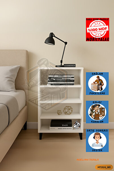 Mobilyanı Tasarla Tamamı Mdf 4 Raflı Siyah Ayaklı Modern Dergilik/kitaplık