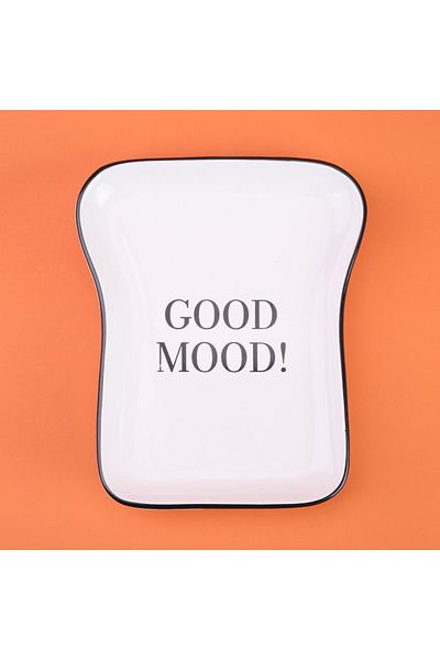 Evidea Kitchen Good Mood Patterned Serving Plate - Black / White - 19 cm