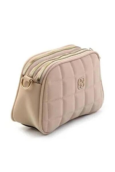 Çantacımstore Kadın 3 Gözlü Kapitone Omuz Çantası Bej