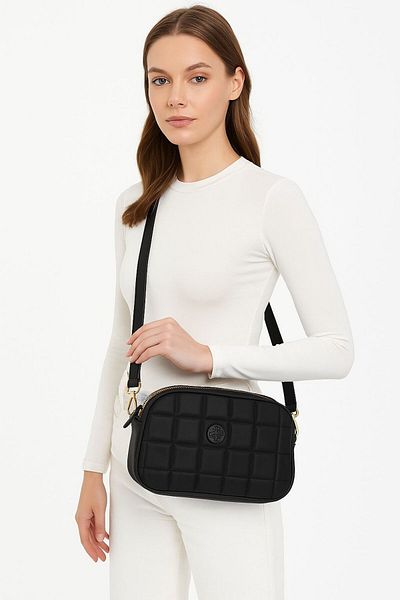 Çantacımstore Women's 3-Eye Quilted Shoulder Bag Black