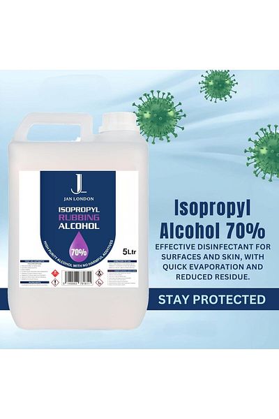 JAN LONDON Isopropyl Rubbing Alcohol 70% 5Liter | Antiseptic & Cleaner for Wounds, Surfaces & Electronics