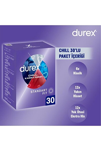 Durex Chill 30'lu Karma Paket Prezervatif Ekstra Avantaj Paketi