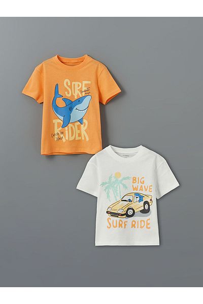 LC Waikiki Ecru LCW Kids Ecru Crew Neck Sequin Κεντημένο κοριτσίστικο T-shirt