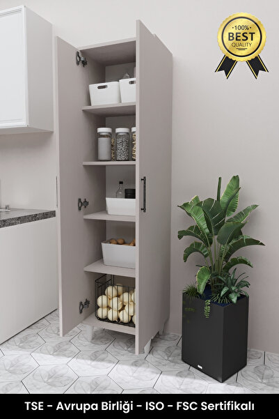 B3 Concept 2 Kapaklı 5 Raflı Kaliteli Çok Amaçlı Dolap - Kolay Kurulum - Mutfak Balkon Banyo Erzak Kiler Dolabı