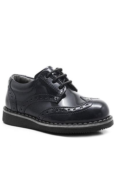 Rakerplus Hidra Black Patent Leather Rubber Laced Boys' Classic Shoes