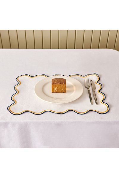 Evidea Soft Nonna American Service - Mustard / Blue - 30X50 cm