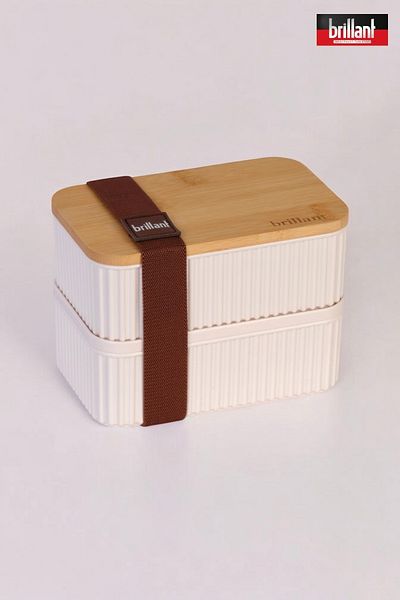 Brillant Zebra 2-Piece Bamboo Lid Lunch Box - 0.5 Lt + 0.5 Lt - Storage Container
